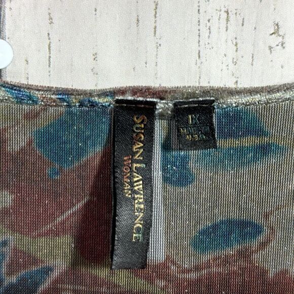 Susan Lawrence Woman Velvet Burnout Floral Top 1X Romantic Boho Evening Blouse - Picture 9 of 14